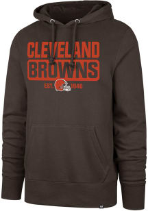 47 Cleveland Browns Mens Brown BOX OUT HEADLINE Long Sleeve Hoodie