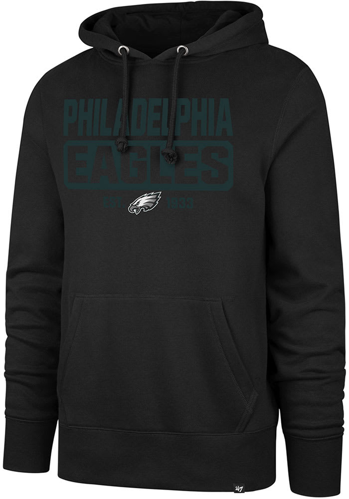 47 Philadelphia Eagles Mens Black Headline Crew Long Sleeve Crew Sweatshirt