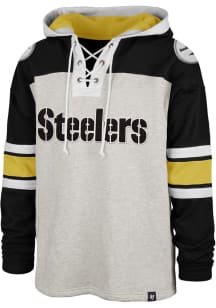 47 Pittsburgh Steelers Mens Grey GRIDIRON LACE UP Fashion Hood