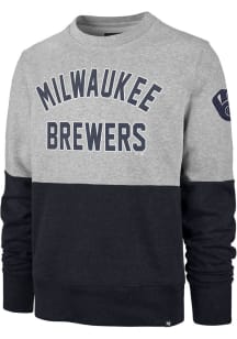 47 Milwaukee Brewers Mens Grey Gibson Crew Long Sleeve Fashion Sweatshirt