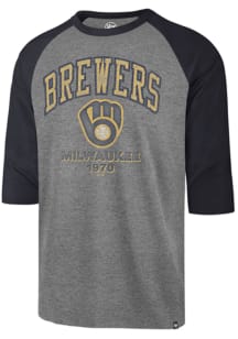 47 Milwaukee Brewers Grey Regime Franlin Raglan Long Sleeve Fashion T Shirt