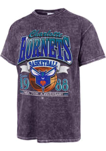 47 Charlotte Hornets Purple Rocker Vintage Tubular Short Sleeve Fashion T Shirt