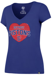 47 Detroit Pistons Womens Blue Lux Sequin V-Neck