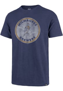 47 Milwaukee Brewers Navy Blue Grit Vintage Scrum Short Sleeve Fashion T Shirt