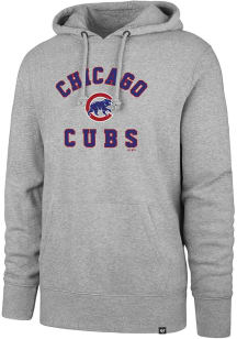 47 Chicago Cubs Mens Grey Varsity Arch Headline Long Sleeve Hoodie
