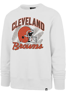 47 Cleveland Browns Mens White Shader Long Sleeve Crew Sweatshirt