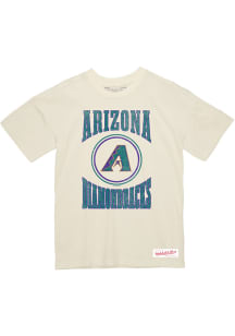 Mitchell and Ness Arizona Diamondbacks White Arched Logo Slub Short Sleeve Fashion T Shirt