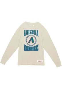 Mitchell and Ness Arizona Diamondbacks White Arched Logo Slub Long Sleeve Fashion T Shirt