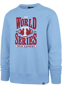 47 Texas Rangers Mens Light Blue 2023 World Series Long Sleeve Crew Sweatshirt