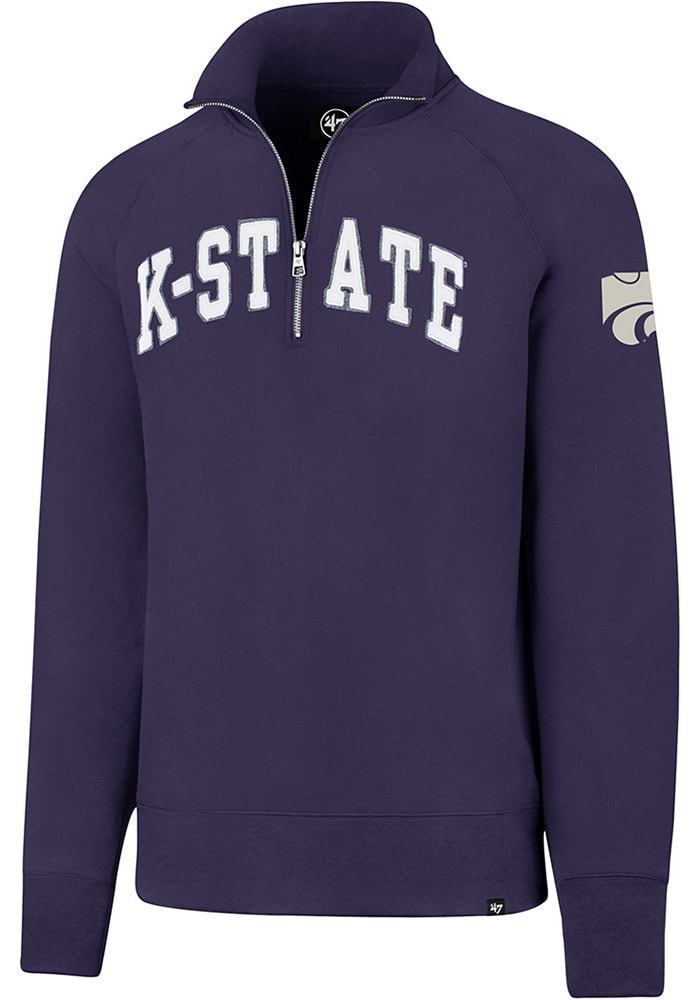 47 K-State Wildcats Mens Purple Striker Long Sleeve 1/4 Zip Fashion Pullover