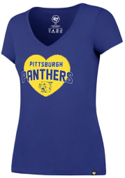 47 Pitt Panthers Womens Blue Lux Sequins V-Neck