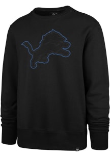 47 Detroit Lions Mens Black Pop Imprint Headline Long Sleeve Crew Sweatshirt