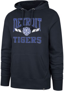 47 Detroit Tigers Mens Navy Blue Big Ups Headline Long Sleeve Hoodie