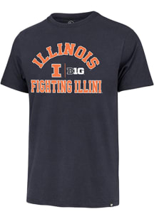 Illinois Fighting Illini Navy Blue 47 Number 1 Design Big 10 Short Sleeve Fashion T Shirt