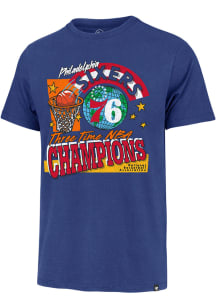 47 Philadelphia 76ers Blue Global Star Franklin Short Sleeve Fashion T Shirt