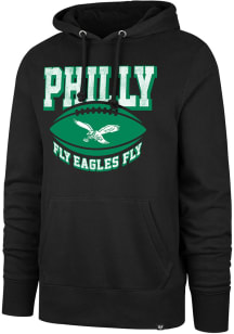 47 Philadelphia Eagles Mens Black Regional Headline Retro Logo Long Sleeve Hoodie