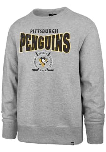 47 Pittsburgh Penguins Mens Grey Forehand Headline Long Sleeve Crew Sweatshirt
