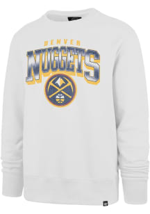 47 Denver Nuggets Mens White Spotlight Headline Long Sleeve Crew Sweatshirt