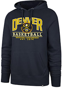 47 Denver Nuggets Mens Navy Blue Goodcall Headline Long Sleeve Hoodie