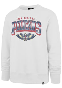 47 New Orleans Pelicans Mens White Spotlight Headline Long Sleeve Crew Sweatshirt