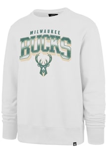 47 Milwaukee Bucks Mens White Spotlight Headline Long Sleeve Crew Sweatshirt
