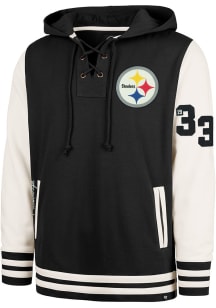 47 Pittsburgh Steelers Mens Black Clubhouse Field Lacer Fashion Hood
