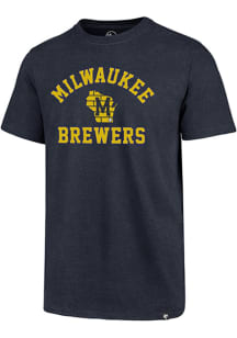 47 Milwaukee Brewers Navy Blue Varsity Arch Club Short Sleeve T Shirt
