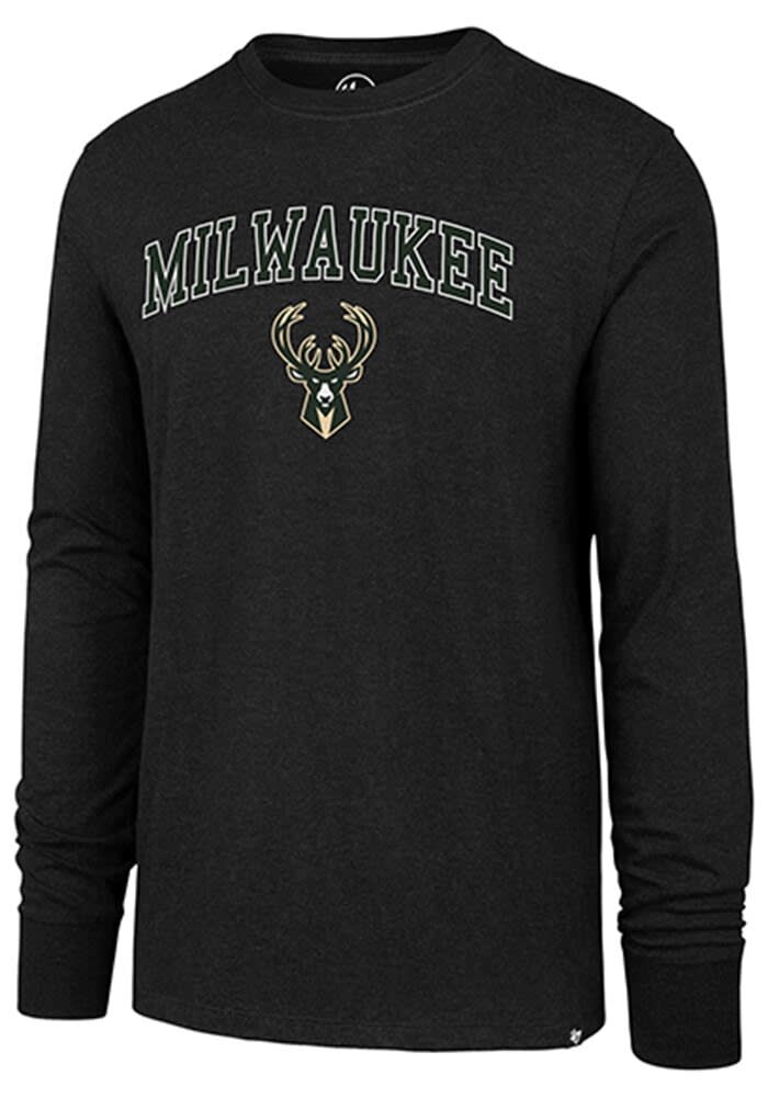 47 Milwaukee Bucks Arch Game Club Long Sleeve T Shirt BLACK