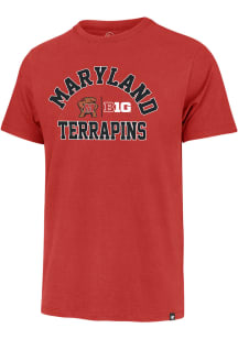 Maryland Terrapins Red 47 Number 1 Design Big 10 Short Sleeve Fashion T Shirt