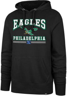47 Philadelphia Eagles Mens Black Packed House Headline Retro Logo Long Sleeve Hoodie
