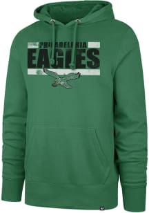 47 Philadelphia Eagles Mens Kelly Green Back Line Headline Retro Logo Long Sleeve Hoodie