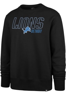 47 Detroit Lions Mens Black Locked In Headline Long Sleeve Crew Sweatshirt