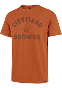 47 Cleveland Browns Orange Double Back Srum Retro Logo Short Sleeve Fashion T Shirt