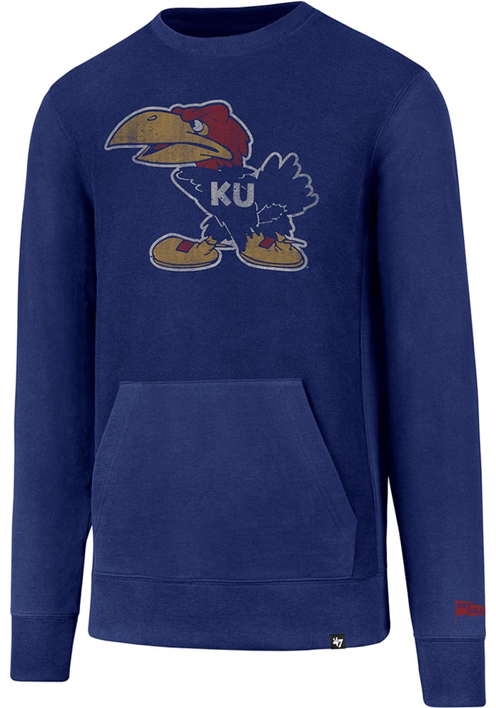 47 Kansas Jayhawks Mens Blue Reverse French Long Sleeve Fashion Sweatshirt