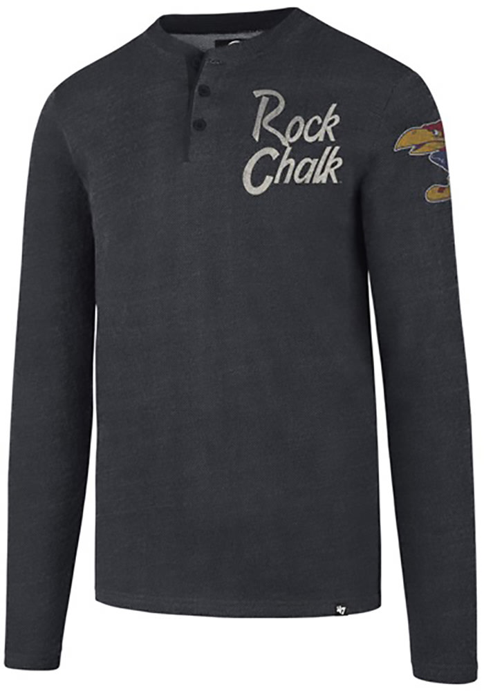 47 Kansas Jayhawks Navy Blue Top Grain Long Sleeve Fashion T Shirt