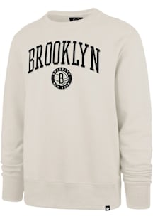 47 Brooklyn Nets Mens White Arch Gamebreak Headline Long Sleeve Crew Sweatshirt