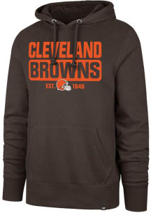 47 Cleveland Browns Mens Brown Box Out Headline Primary Logo Long Sleeve Hoodie