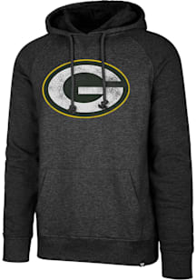 47 Green Bay Packers Mens Black Distressed Primary Logo Match Raglan Fashion Hood