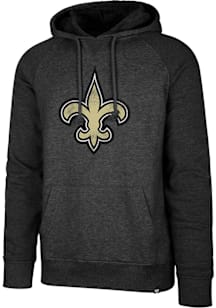 47 New Orleans Saints Mens Black Distressed Primary Logo Match Raglan Fashion Hood