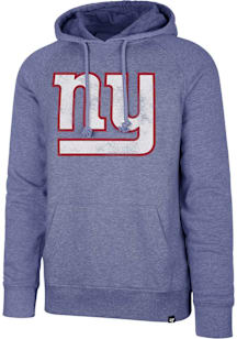 47 New York Giants Mens Blue Distressed Primary Logo Match Raglan Fashion Hood