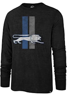 47 Detroit Lions Black Distressed Retro Logo Match Long Sleeve Fashion T Shirt