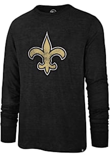 47 New Orleans Saints Black Distressed Primary Logo Match Long Sleeve Fashion T Shirt