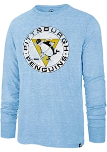 47 Pittsburgh Penguins Light Blue Distressed Retro Match Long Sleeve Fashion T Shirt