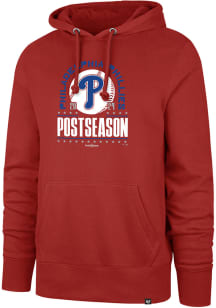 47 Philadelphia Phillies Mens Red 2024 Postseason Participant Headline Long Sleeve Hoodie