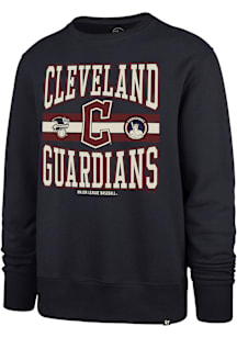 47 Cleveland Guardians Mens Navy Blue Letters Headline Long Sleeve Crew Sweatshirt