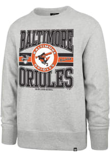 47 Baltimore Orioles Mens Grey Letters Headline Coop Long Sleeve Crew Sweatshirt