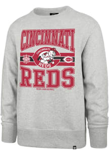47 Cincinnati Reds Mens Grey Letters Headline Coop Long Sleeve Crew Sweatshirt