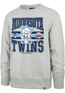 47 Minnesota Twins Mens Grey Letters Headline Coop Long Sleeve Crew Sweatshirt