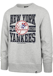 47 New York Yankees Mens Grey Letters Headline Long Sleeve Crew Sweatshirt