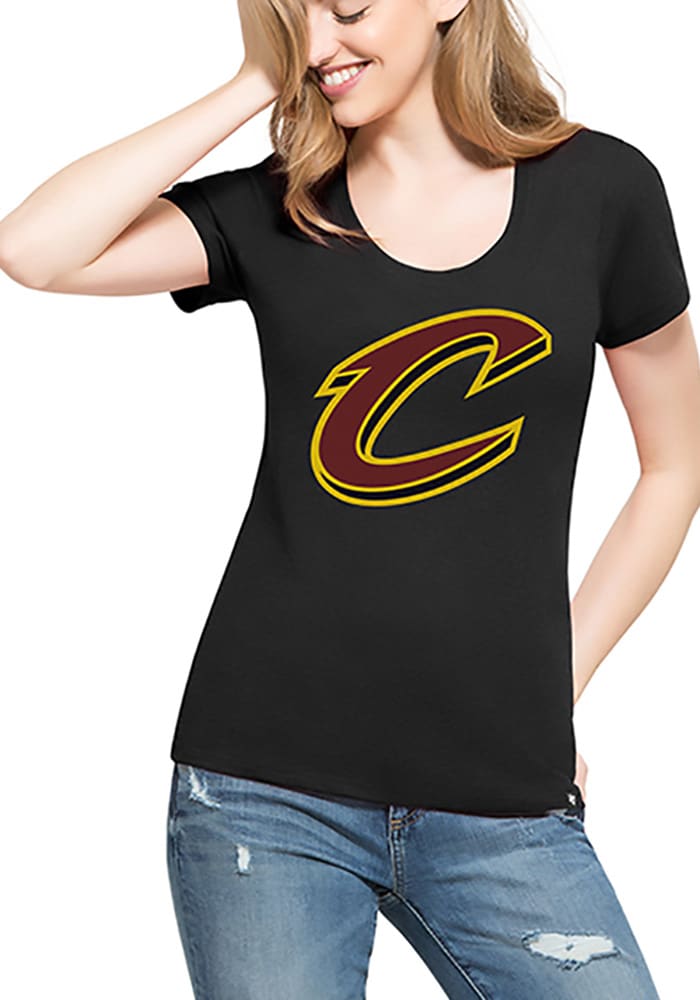 47 Cleveland Cavaliers Womens Black Club Alternate Logo Scoop T-Shirt